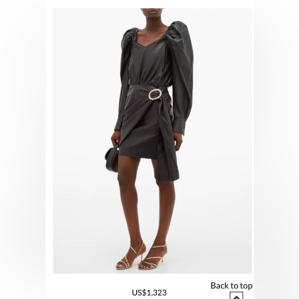 Dodo Bar Or 100% Leather Gathered Diamond buckle dress. Size 40